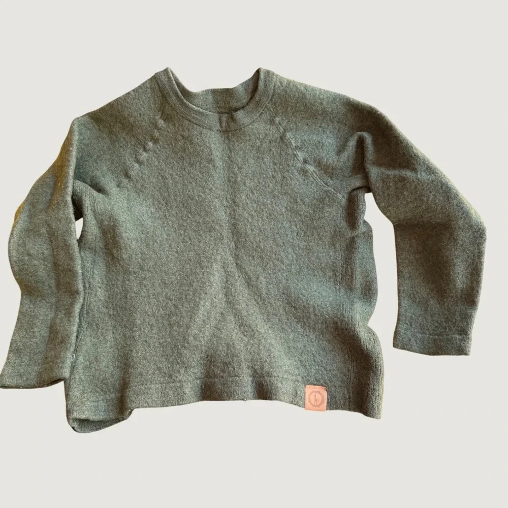 Paka Apparel Kids Royal Alpaca Wool Blend Crewneck Sweater Green Medium